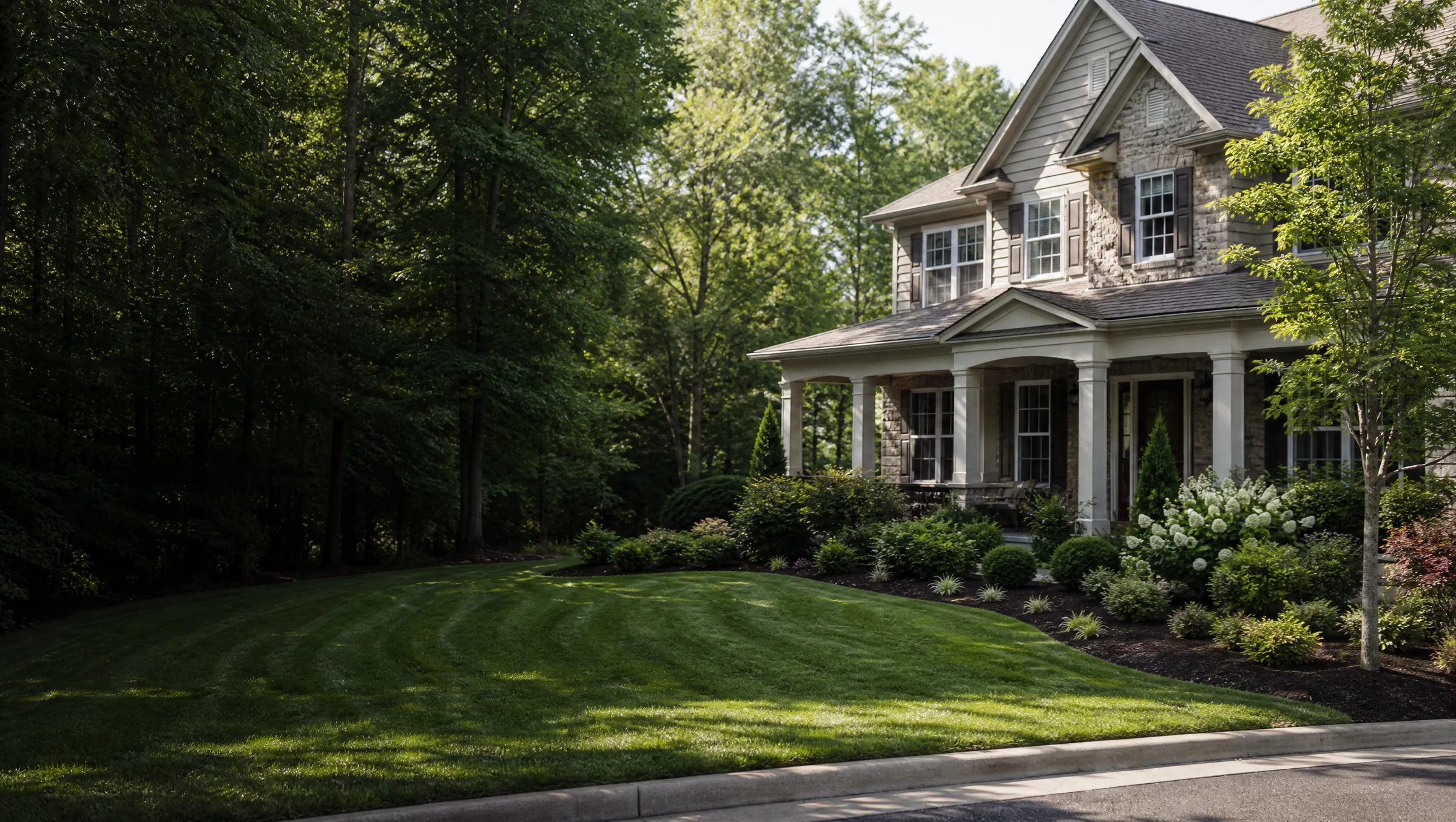 Residential lawn and landscape beds in North Carolina